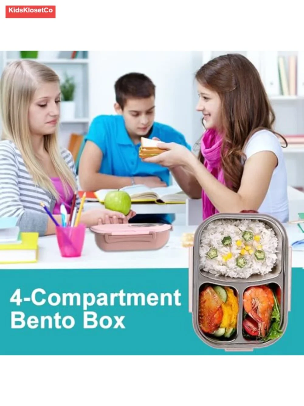 Leakproof Stainless Steel Bento Box Lunch Set with Bag, 3 Compartments, Soup